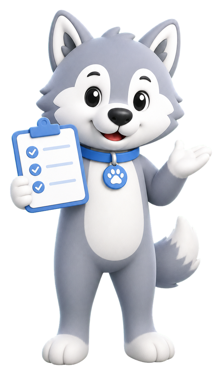 FilePaw mascot holding a help checklist