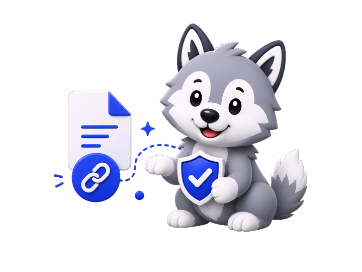 FilePaw mascot protecting a shared file link